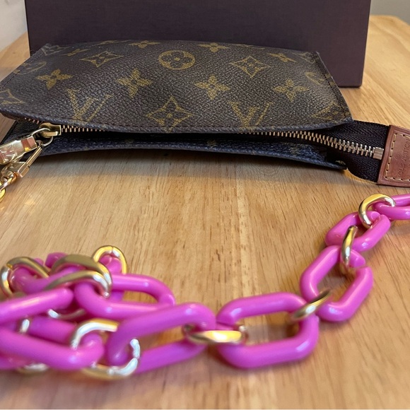 Authentic Louis Vuitton Monogram Bucket Pouch PM W Box ,dust bag/unbranded chain - Picture 10 of 12